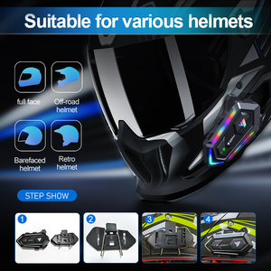 Y20 MAX Dual-core Chipset <span class=keywords><strong>Audio</strong></span> Mixing Moto Sans Fil Blue tooth <span class=keywords><strong>Intercom</strong></span> Casque avec effet de lumière RVB - Product Image 6