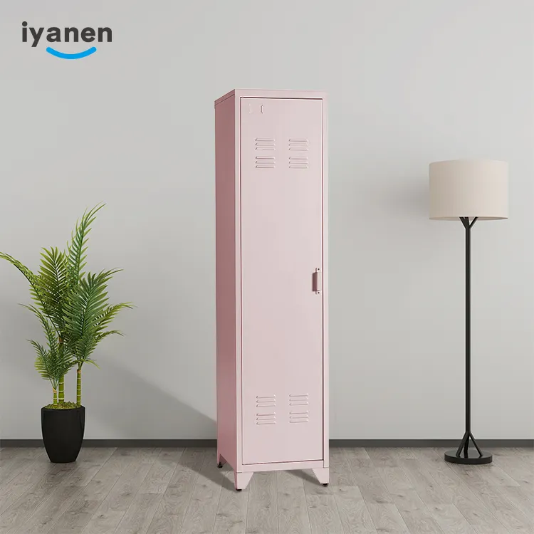 Wholesales pink bedroom standing legs steel vertical clothes storage locker metal locker