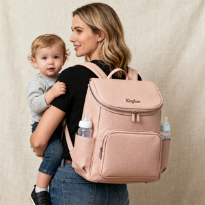 Nhà Sản Xuất Sản Xuất Cao Cấp Mẹ Túi Biểu Tượng Tùy Chỉnh Màu Hồng Ăn Chay Da Tã Túi Ba Lô Với Cách Điện Ngăn - Product Image 1