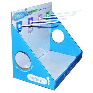 Складной портативный складной вращающийся для Pop POS, витрина, Классическая гофрированная картонная коробка с крючками для розничной рекламы