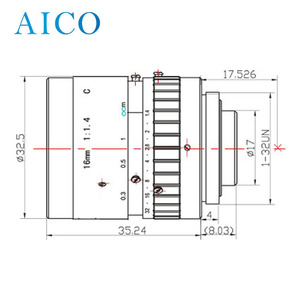 2/3&quot; Image Size Manual Iris 2mp Low Distortion <strong>C</strong> <strong>Mount</strong> F1.4 <strong>Ccd</strong> Camera 16mm Cmount Fa Machine Vision Cctv Lens With <strong>C</strong>-<strong>mount</strong> - Product Image 2