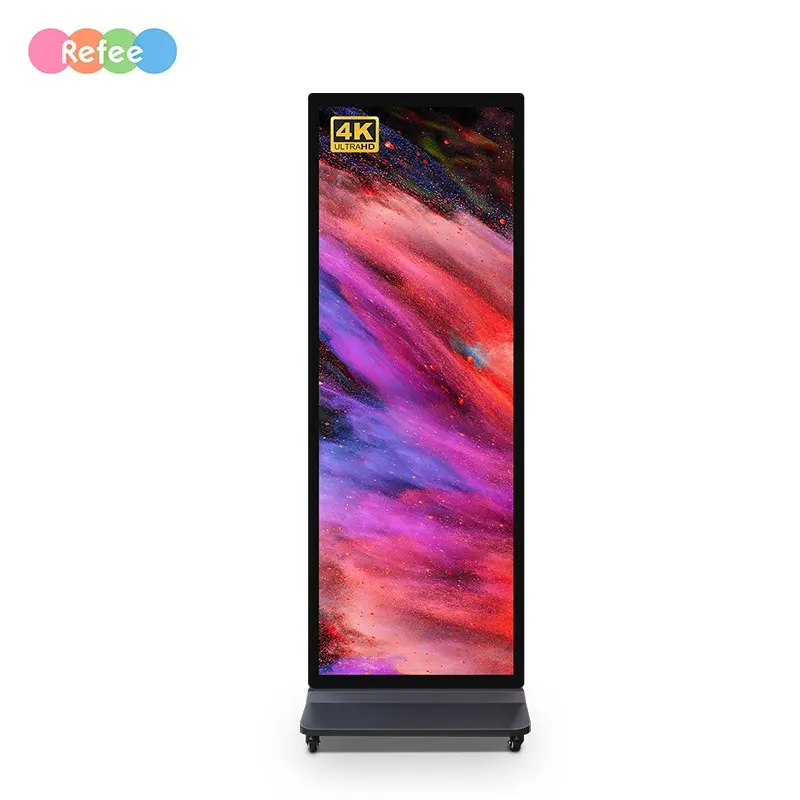 75 Inch Full Screen Android Opvouwbare Reclame Speler Poster Kiosk Touch Screen Lcd Display Vloerstandaard Digital Signage