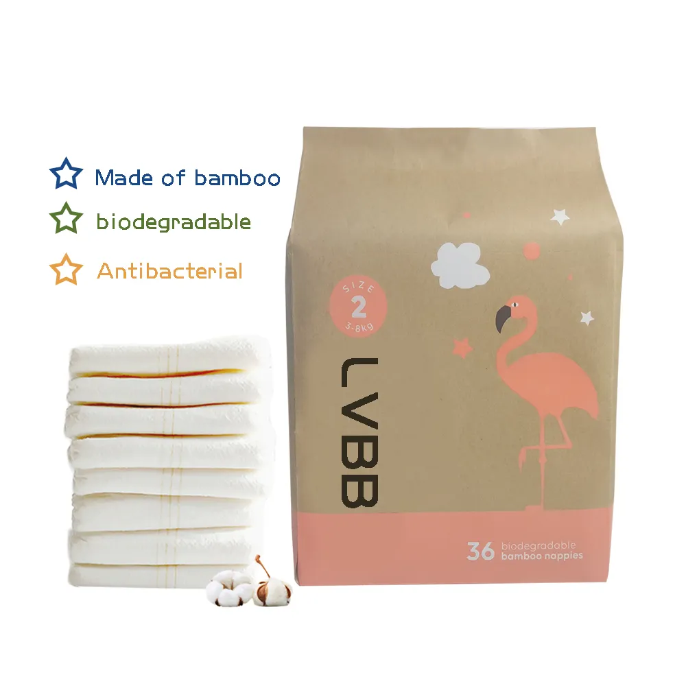 Fraldas de bebê ecológicas biodegradáveis, fraldas de bebê descartáveis orgânicos de bambu de qualidade de qualidade