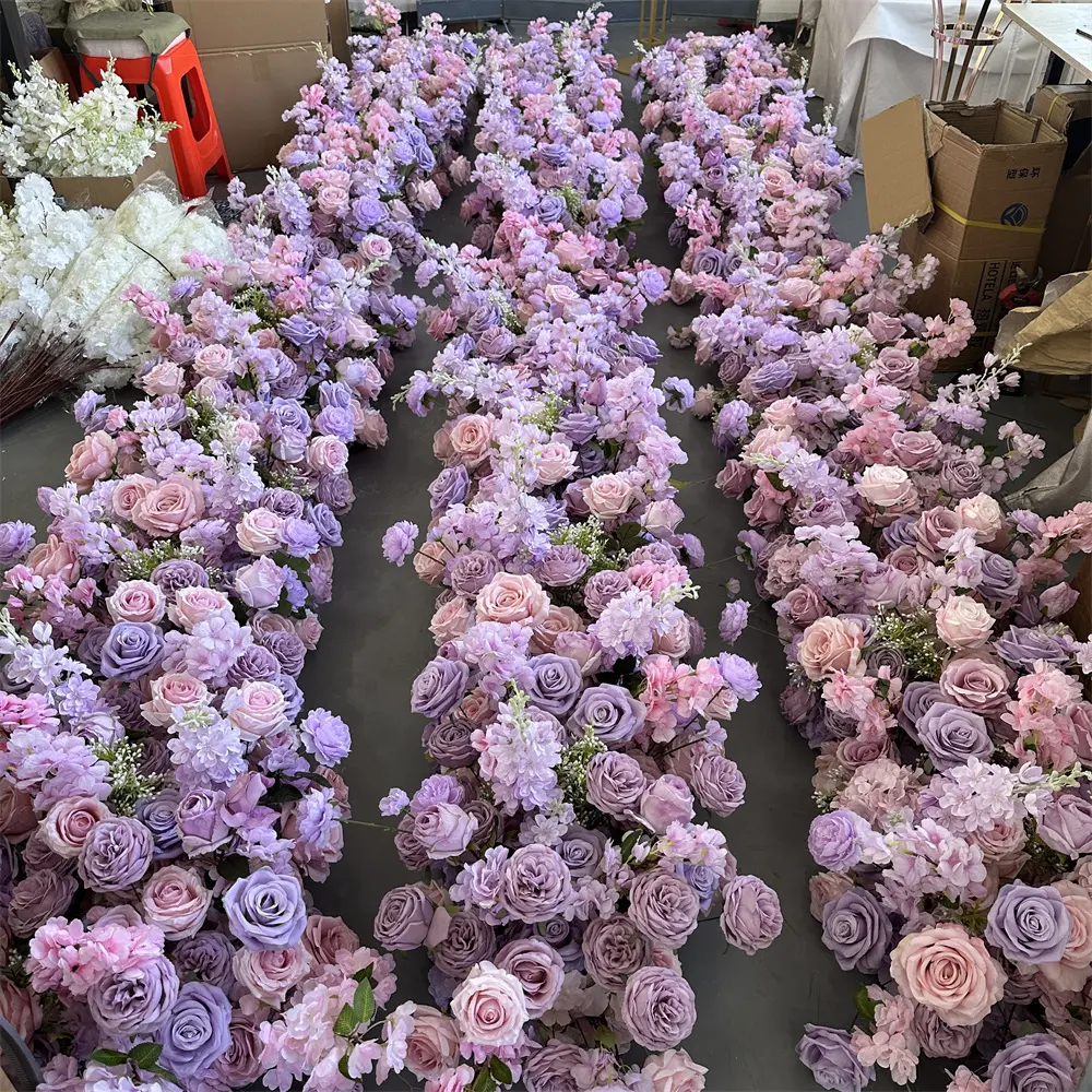 IFG Florist persediaan bunga Row Runner ungu Lavender untuk dekorasi rumah pesta pernikahan