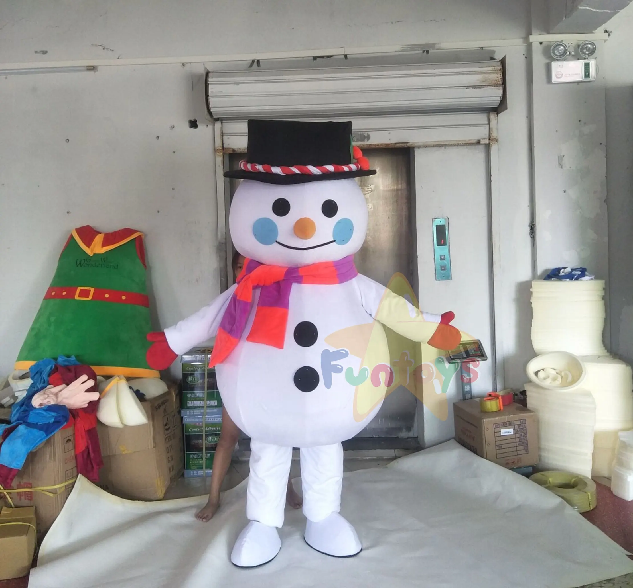 Funtoys fantasia de boneco de neve de Natal branco personalizado profissional para decoração de Natal fantasia de mascote de férias à venda