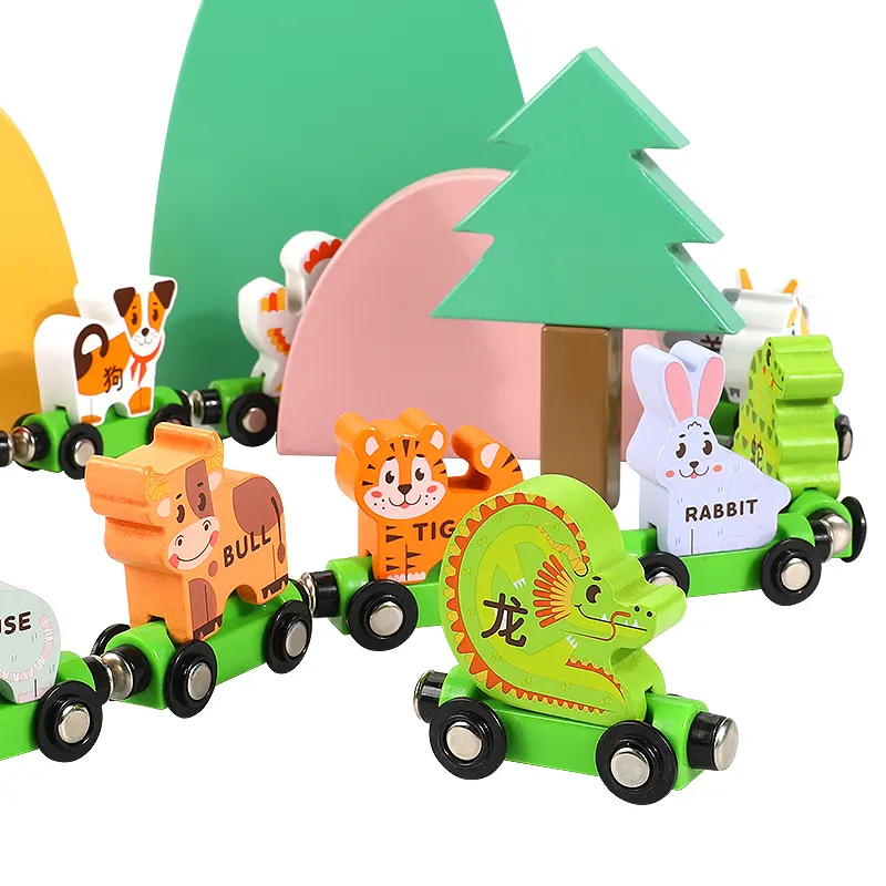 Crianças de madeira magnética trem digital quebra-cabeça montado colorido brinquedos de madeira thomas trem brinquedo para crianças crianças