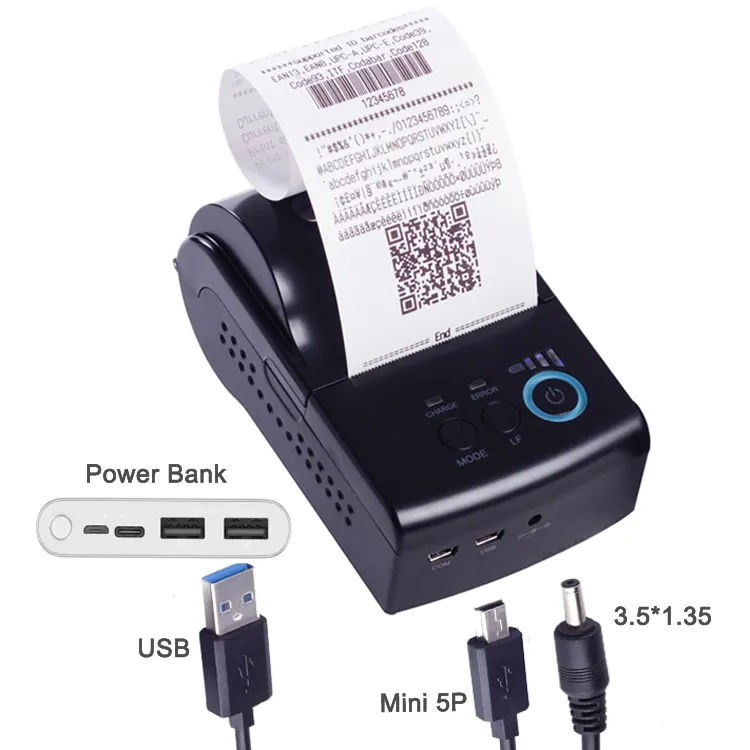 La stampante portatile della carta termica del Bluetooth 58mm della ricevuta Mobile portatile sostiene la ricarica della banca di potere
