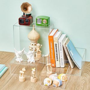 4 Pcs Clear Acrílico Cubo Display Box Oco Inferior Pedestal Figura Prateleira Risers De Plástico Nesting Cube Organizer Tabela 4 Tamanhos
