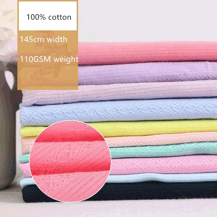 145 cm ancho de la tela de la ropa caliente vender 100% de algodón de jacquard de manga corta de mujeres vestidos tejidos