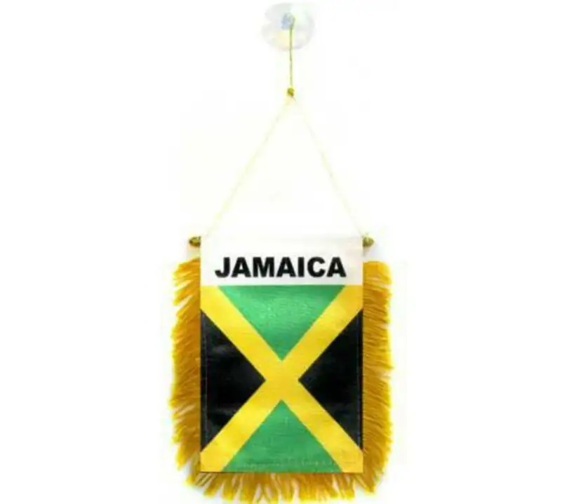 High Quality custom Jamaica Mini Banner 6'' x 4'' Pennant 15 x 10 cm Mini Banners 4 x 6 inch Suction Cup Hanger