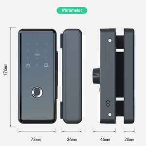 Glass Fingerprint Door <strong>Lock</strong> Stain Steel Double Sliding Door <strong>Lock</strong> <strong>Blue</strong> Tooth Tuya Mechanical <strong>Key</strong> Remote Control <strong>Lock</strong> - Product Image 6