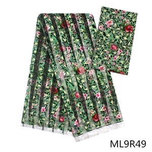 LIULANZHIリボン刺繍ネット生地オーガンザプリントリボン生地マッチング2ヤードサテンシルク生地ML9R48-ML9R51