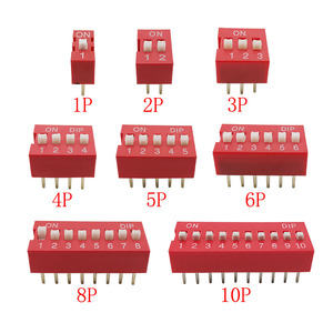 สวิตช์ DIP ชนิดสไลด์สีแดง 1 2 3 4 5 6 8 10 พินตําแหน่งสนาม 2.54 มม. สวิตช์สลับ - Product Image 4