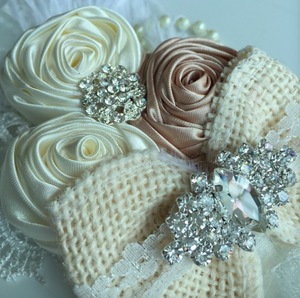 <strong>Adorable</strong> Newborn Lace Headband Girls Flower Headband Wide Lace Headband with Linen <strong>Bows</strong> - Product Image 6