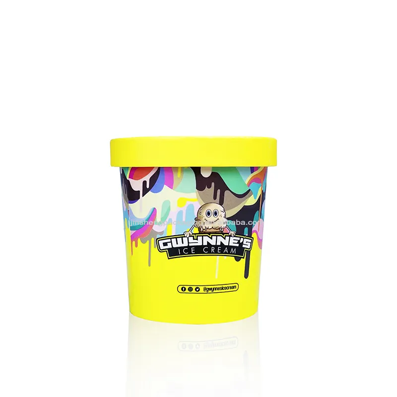 Tazza per gelato usa e getta carta livello alimentare sicurezza buona qualità logo personalizzato personalizzato stampato vasca per gelato con coperchi