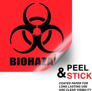 Custom Size <strong>Red</strong> Biohazard Warning Stickers Rectangular Biohazard Stickers Signs <strong>Decals</strong> for Labs Hospitals and Industrial Use - Product Image 2