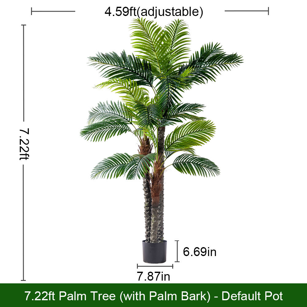 Palmier à écorce naturelle de 220 cm (7,22 pi) avec pot de démarrage lesté