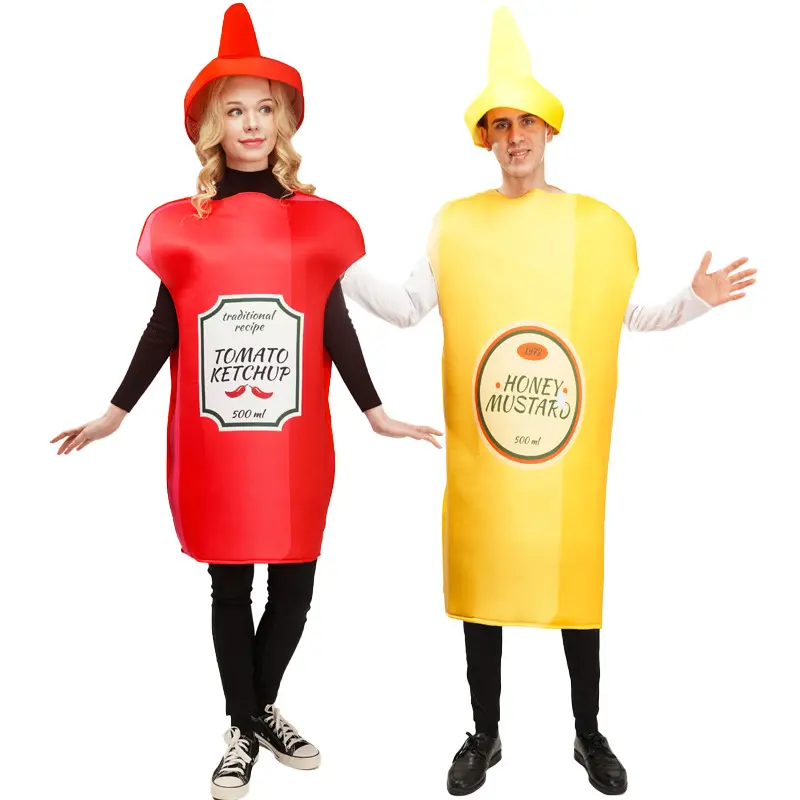 Costume da coppia di salsa di pomodoro senape Costume Cosplay Costume da spettacolo teatrale Halloween Carnival Dressing Ball