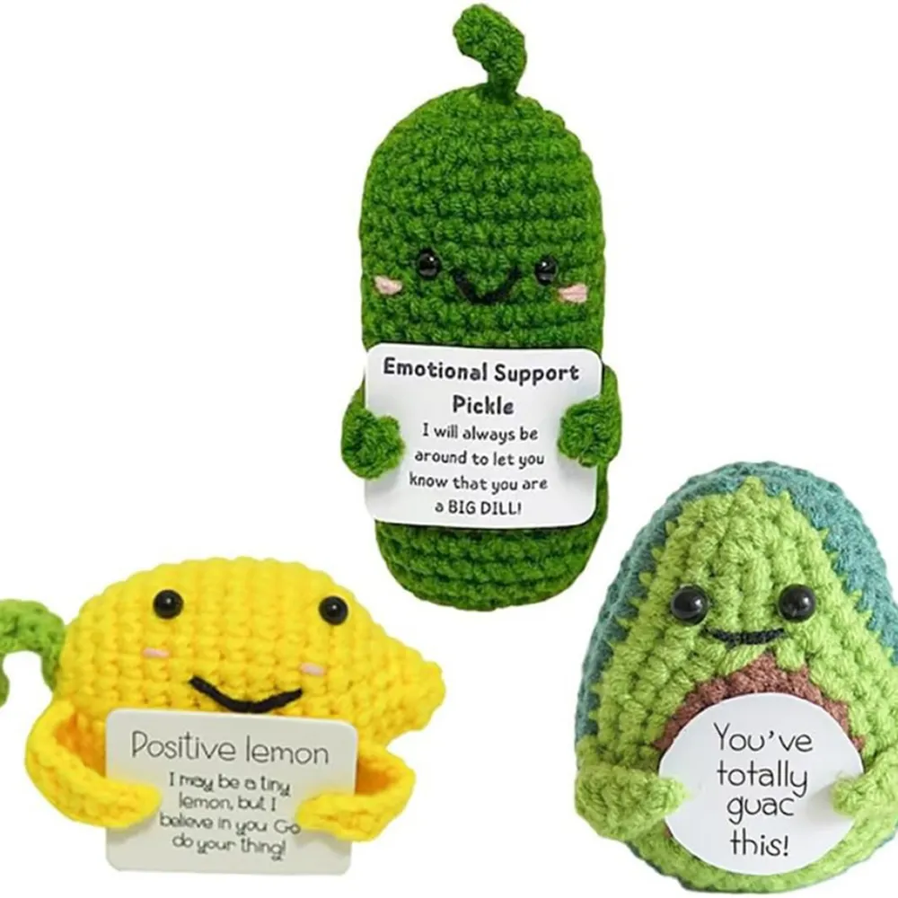 Hot 2023 Handmade Apoio Emocional Em Conserva Apoio Emocional Crochet Em Conserva Pepino Tricô Boneca Recheado Brinquedo De Pelúcia