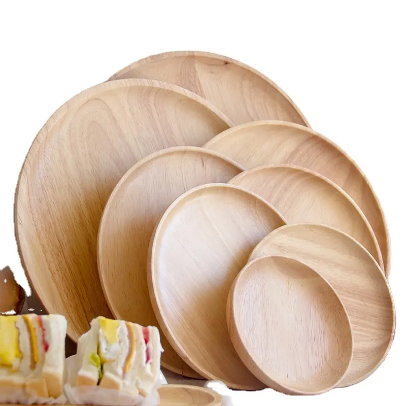 Diferente tamaño de madera Placa de bambú de servir comida de la placa de la cena redondo de la cena de bambú de Bambú