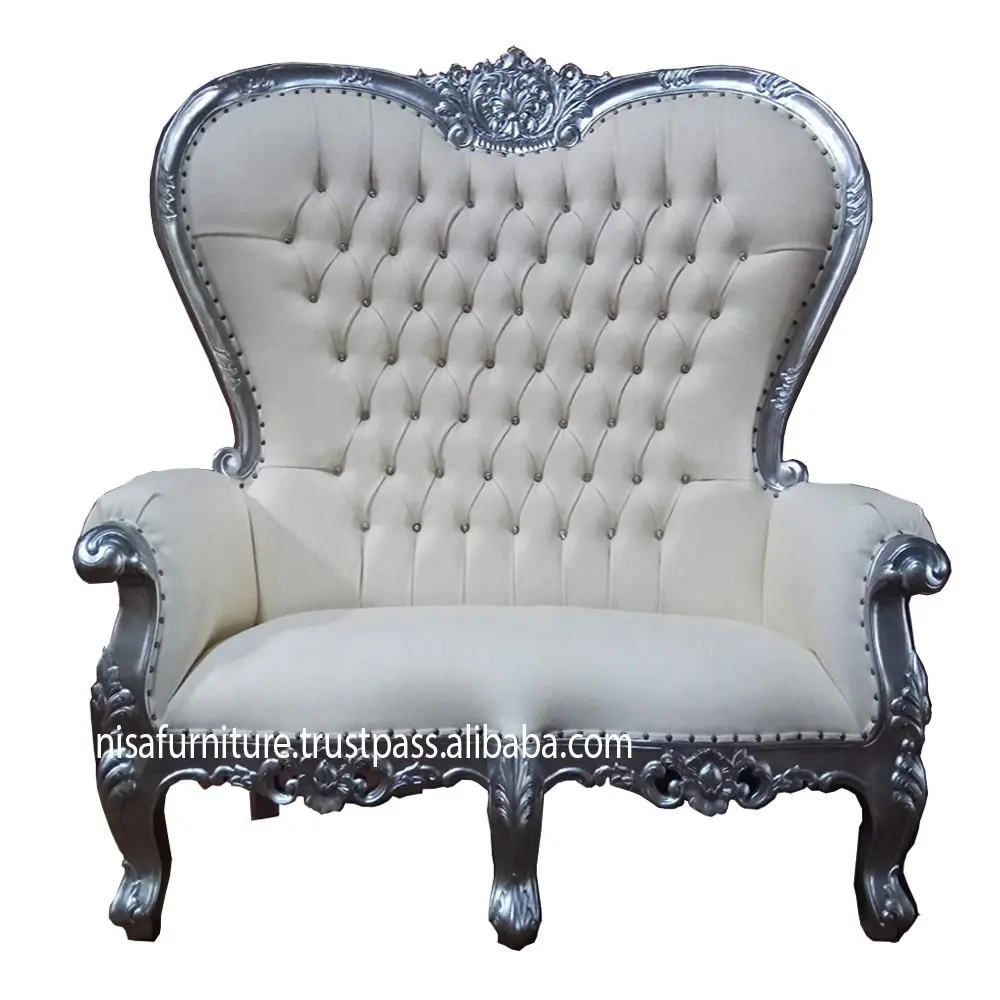الفضة الباروك اليد منحوتة عرش الحب مقعد أريكة لغرفة المعيشة الكراسي