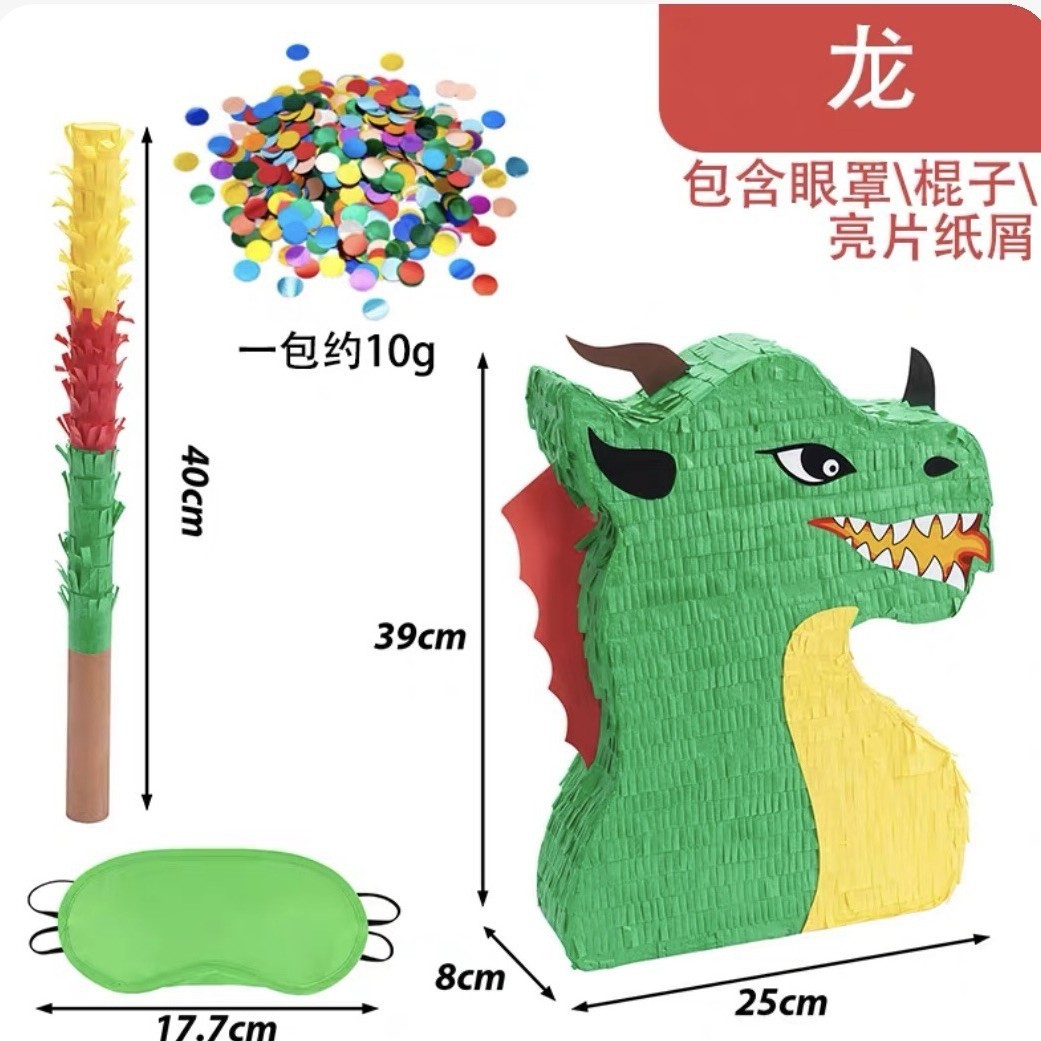 Masque pour les yeux en bâton de pinata dragon paillettes