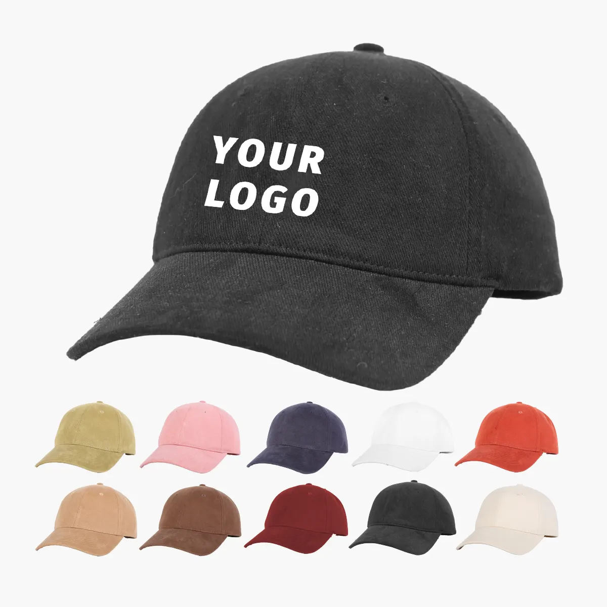 Erkekler kadınlar için toptan özel Logo organik pamuk yapılandırılmamış beyzbol şapkası moda 6 Panel kavisli Visor baba şapka