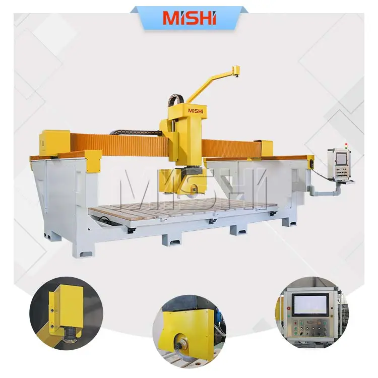 Maquinaria MISHI, enrutador de corte de orificio de fregadero de granito de 5 ejes, sierra de puente de 5 ejes de mármol, máquinas CNC para piedra