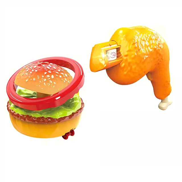 2024 New RC Hamburger Hühnerbein-Spielzeug universell Schall und Licht Kinder-Verschlagsspielzeug spaßig Plastik-Schnellimbiss-Spielzeug