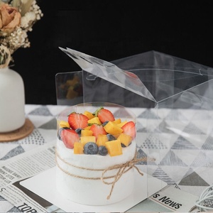 Popüler bir kez PET kare pasta kutuları 8x8x8 ekmek araçları dondurmalı pasta kutuları