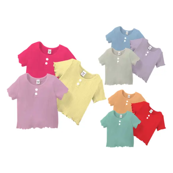 In vendita abbigliamento per bambini t-shirt per ragazze con nastro solido $5.98 per 3 pezzi