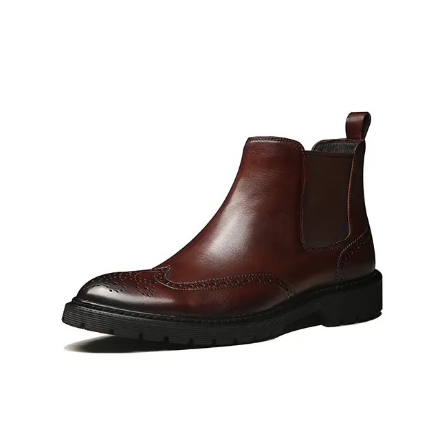 Botas de couro oxford unissex, estilo britânico, clássico, genuíno, para homens