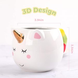 מותאם אישית לוגו 3D ורוד קשת Unicorn קרמיקה ספל עם ידית צבעונית יום הולדת לחג המולד לילדים וחברים