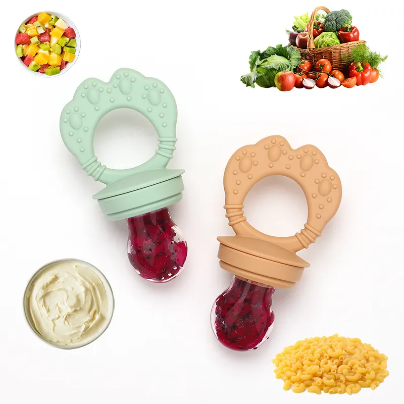 Lebensmittel Baby Feeder Obst Schnuller Silikon Baby Feeder Obst Schnuller Beißring Lebensmittel Baby Schnuller Obst Schnuller Bebe Beige