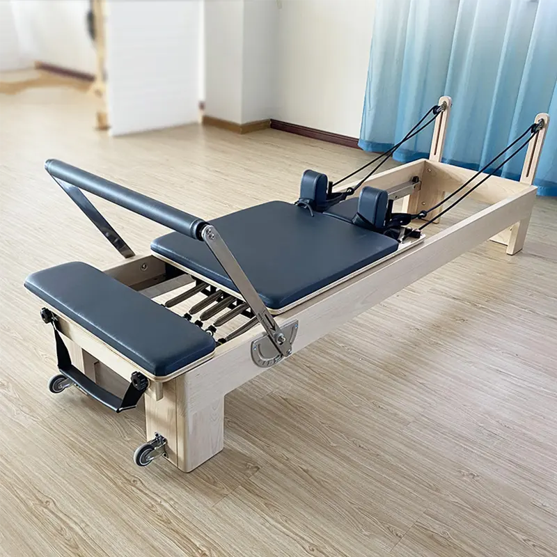 Máquina reformadora de madeira de faia para pilates, máquina de cinco peças com núcleo de cama deslizante para academia em casa, fitness, ioga, exercícios corporais, venda direta da fábrica