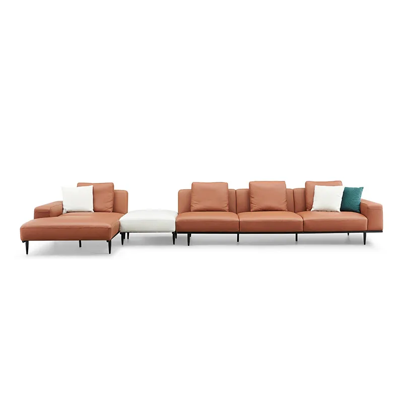 Canapé de grande taille, meubles de Villa, canapé en cuir en forme de L, meubles d'hôtel