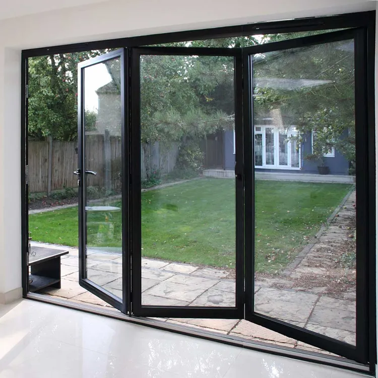 Sistema de puertas y ventanas verticales de alta calidad y baratas, puerta de garaje, puertas plegables de aluminio