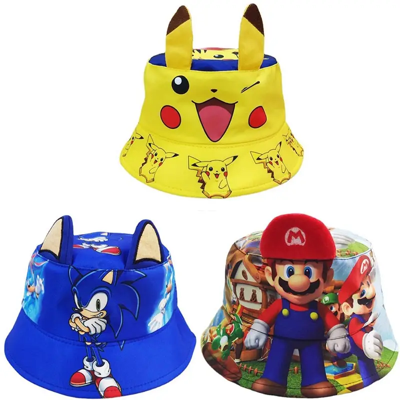 XUX Kinder Mario Stich Kuromi Fischer Hut Cartoon Design Kinder Outdoor Sonnenschutz Hut Großhandel