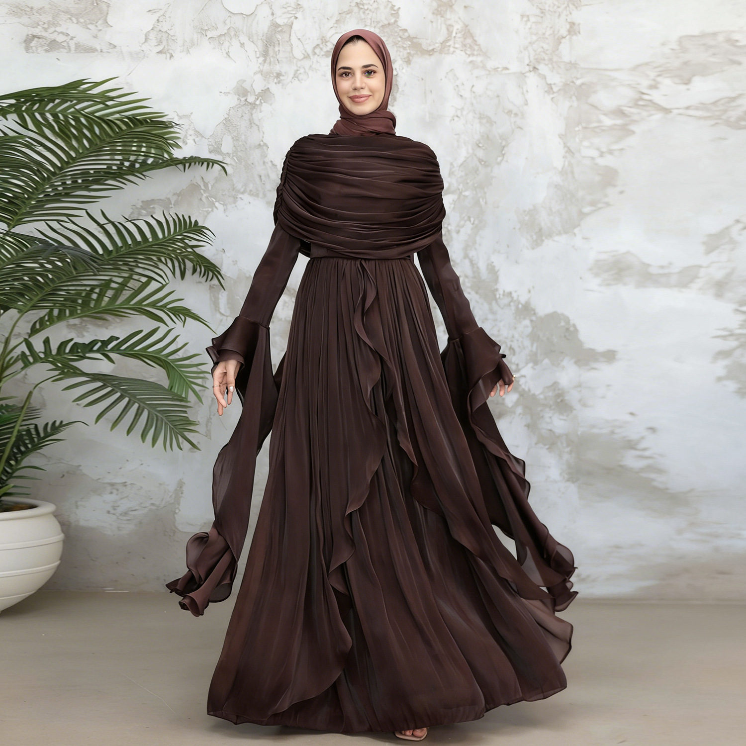 Vestido café oscuro