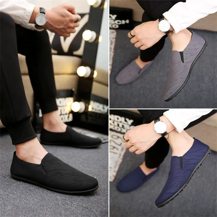 Fashion Mans Shoes Breathable Men Flat Casual Lazy Shoes Slip-on Loafers Peas Shoes