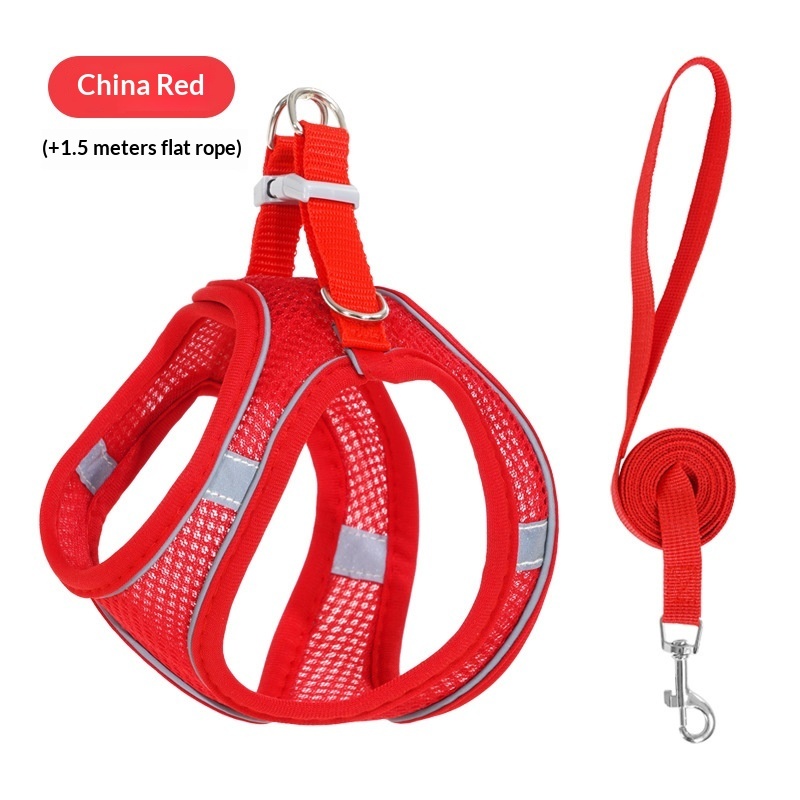 Chaleco rojo para mascotas + correa de 1,5 m