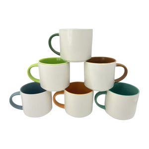 แก้วมักเซรามิกหูจับสีแก้วกาแฟปรับแต่งโลโก้ได้พิมพ์ลายข้อความ