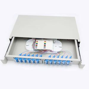 Caja de terminales de fibra óptica para rack de 12/24/48 puertos SC ST FC LC Divisor de panel de conexión de cajón Compatible con Redes 3G/4G/5G y FTTH - Product Image 1