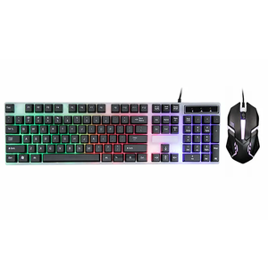 Fábrica personalizada OEM 104 teclas LED retroiluminación Gaming Keyboard Mouse Combo Rainbow Wired Design para PC Desktop - Product Image 4