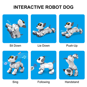 Nuovo Design intelligente RC Robot cane con musica Dance intelligente Robot di programmazione Ai 2.4GHz RC telecomando Robot acrobazie cane giocattoli