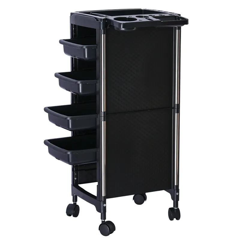 Beauty Salon Trolley Hairdresser Rolling Salon Cart with Stainless Steel Pipe Support Home Use Plastic Hair Styling Furniture