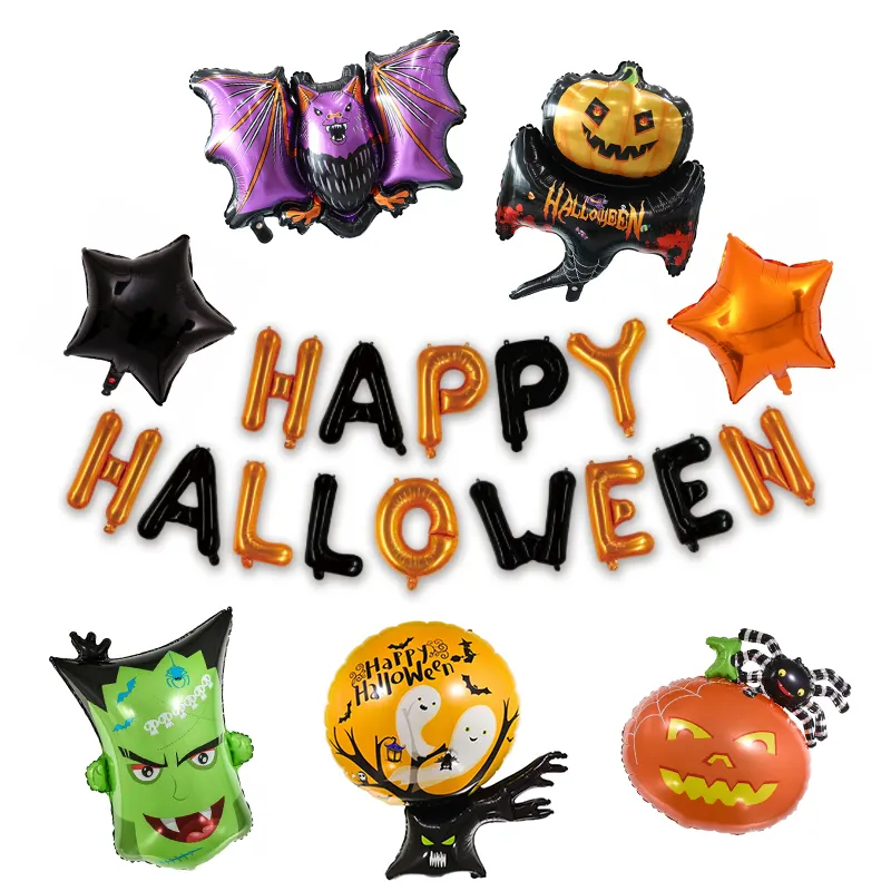 Воздушный шар из фольги для Хэллоуина, украшение для вечеринки на Хэллоуин, ведьма, паук, скелет, призрак, Черный кот, воздушный шар из алюминиевой пленки, оптовая продажа