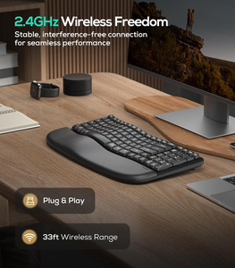 Wave Keys 2.4GHz Wireless USB Ergonomic <strong>Keyboard</strong> with Cushioned Palm Rest New Condition <strong>Computer</strong> Accessory for Desktop <strong>Use</strong>