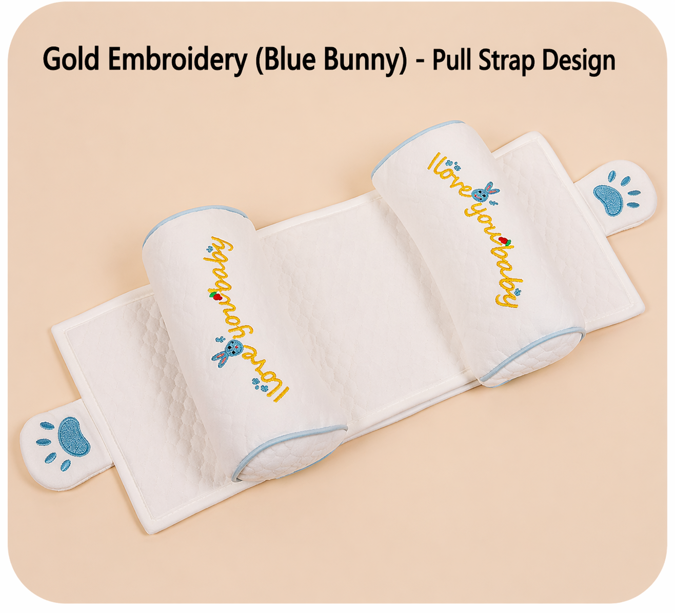 Bordado dorado con azul (funda de almohada individual)
