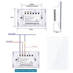 Interruptor de atenuación inteligente 10A Tuya WIFI, aplicación de Panel de vidrio táctil para Control remoto y ajuste de iluminación, interruptores de pared inteligentes